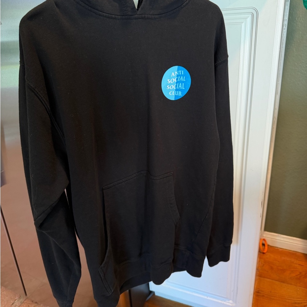 Anti Social Social Club Black Hoodie with Blue Logo